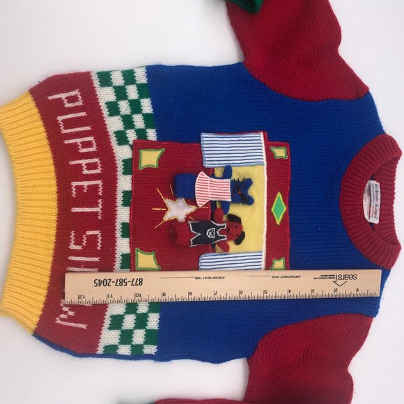 Harlequin Designs Vintage Puppet Show Sweater EUC - Picture 8 of 9